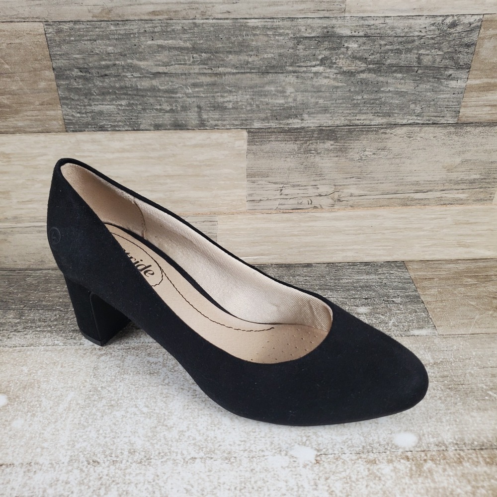 Life Stride Taylor Womens Heel Pumps Sz 6.5 M Black Slip On Round Toe Block Heel